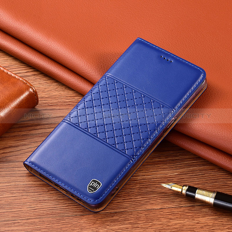 Leather Case Stands Flip Cover Holder H10P for Samsung Galaxy A73 5G Blue