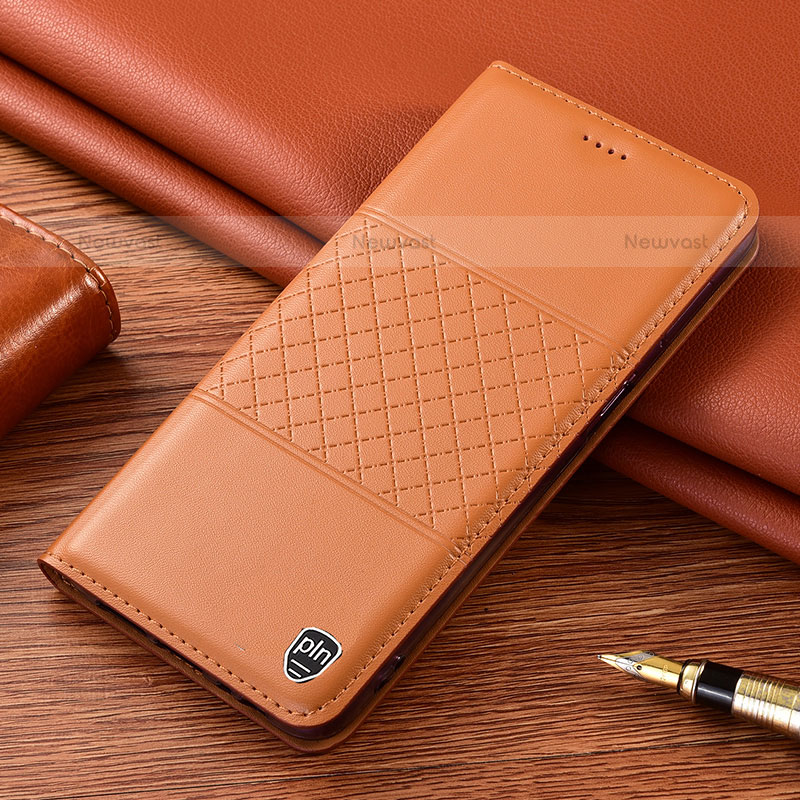 Leather Case Stands Flip Cover Holder H10P for Samsung Galaxy S21 Plus 5G Orange