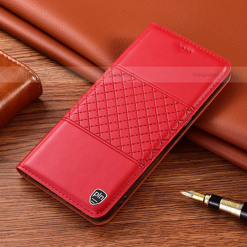 Leather Case Stands Flip Cover Holder H10P for Samsung Galaxy S21 Plus 5G Red