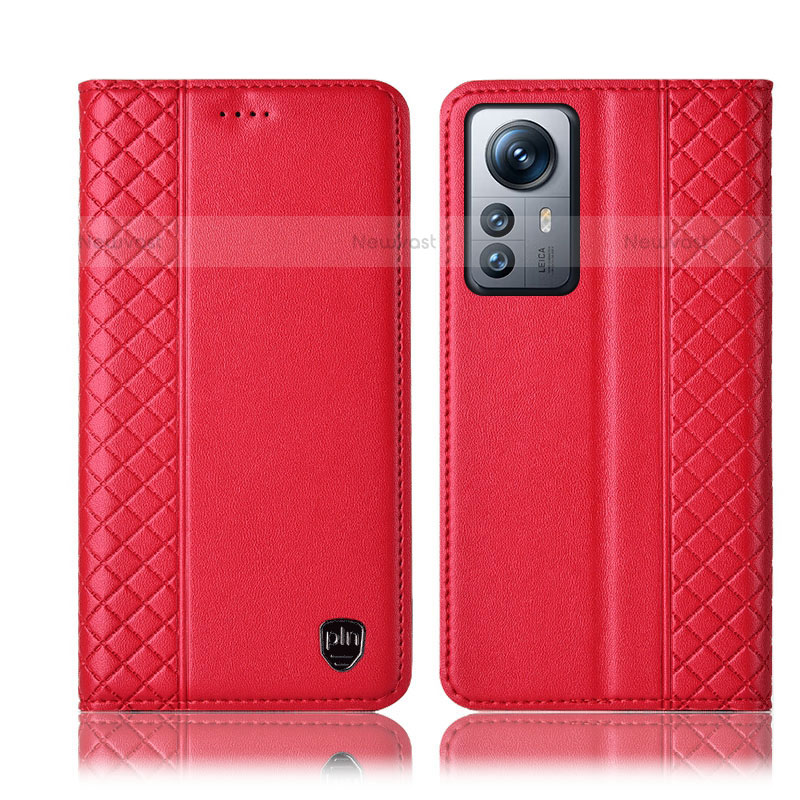 Leather Case Stands Flip Cover Holder H10P for Xiaomi Mi 12 Lite 5G Red