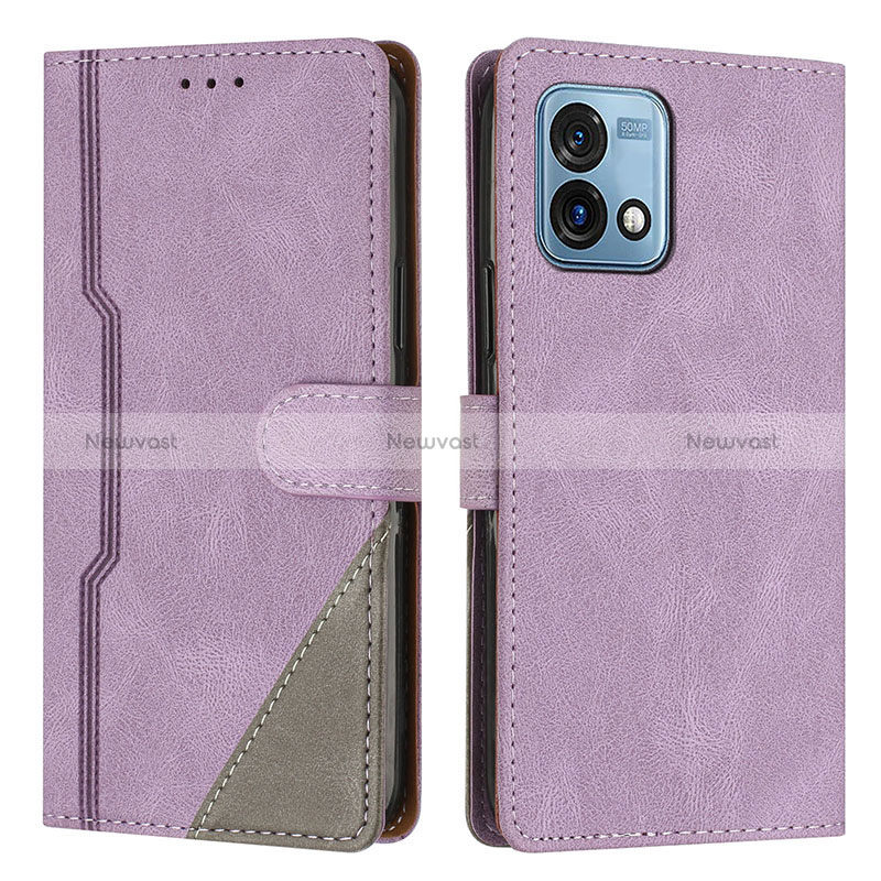 Leather Case Stands Flip Cover Holder H10X for Motorola Moto G Stylus (2023) 4G Purple