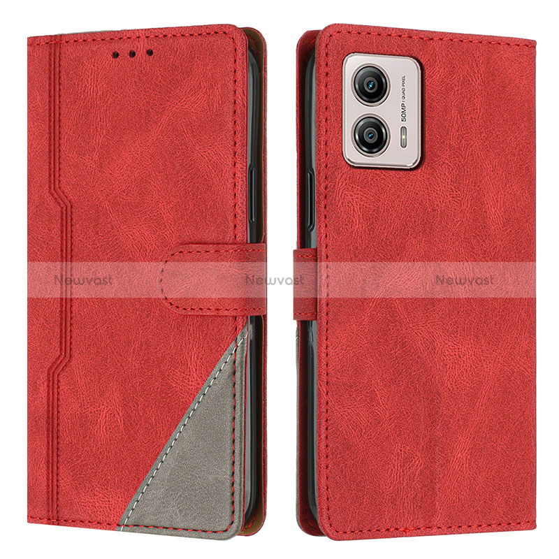 Leather Case Stands Flip Cover Holder H10X for Motorola Moto G53j 5G