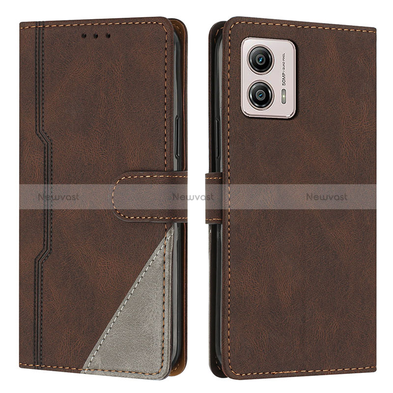 Leather Case Stands Flip Cover Holder H10X for Motorola Moto G53y 5G