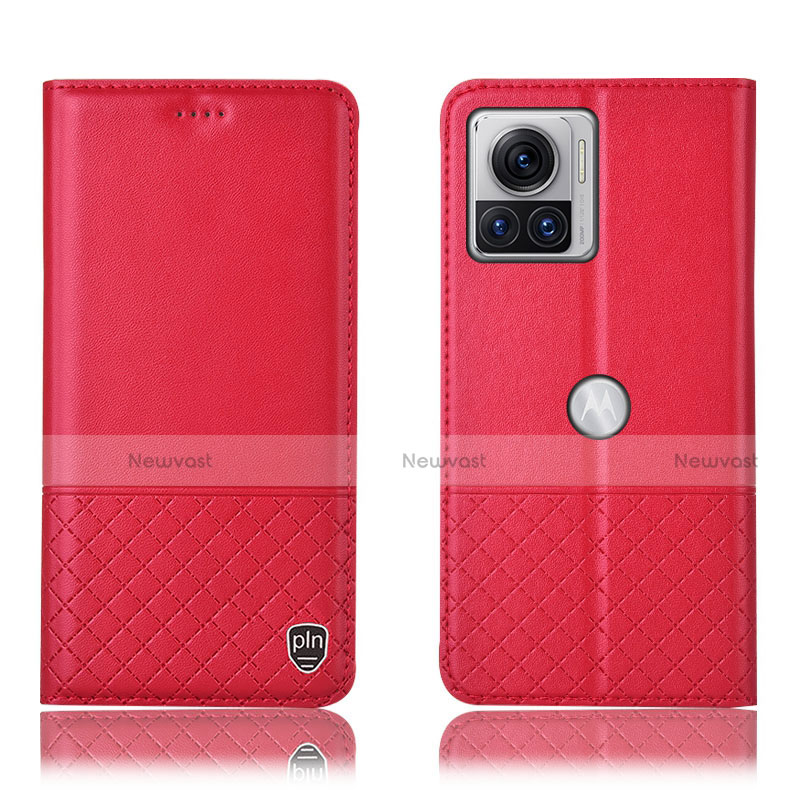 Leather Case Stands Flip Cover Holder H11P for Motorola Moto Edge 30 Ultra 5G Red