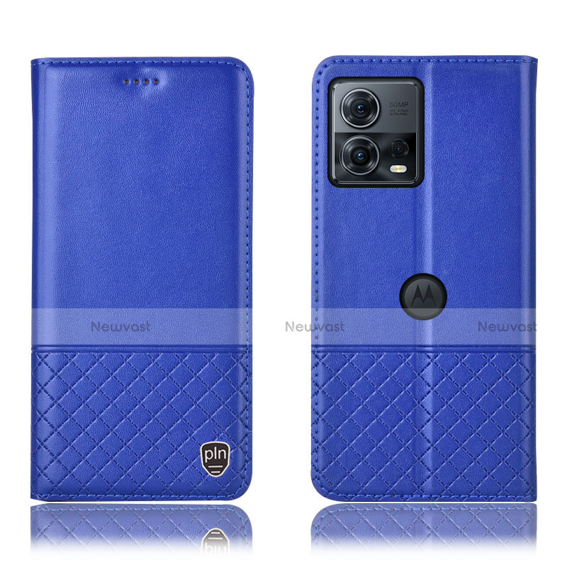 Leather Case Stands Flip Cover Holder H11P for Motorola Moto S30 Pro 5G Blue