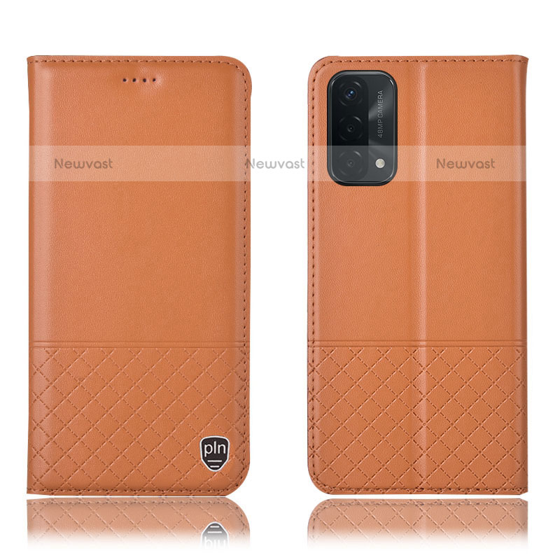 Leather Case Stands Flip Cover Holder H11P for OnePlus Nord N200 5G Orange