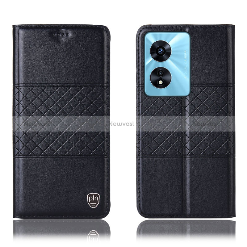 Leather Case Stands Flip Cover Holder H11P for Oppo A1 Pro 5G Black