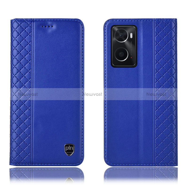 Leather Case Stands Flip Cover Holder H11P for Oppo A36 Blue