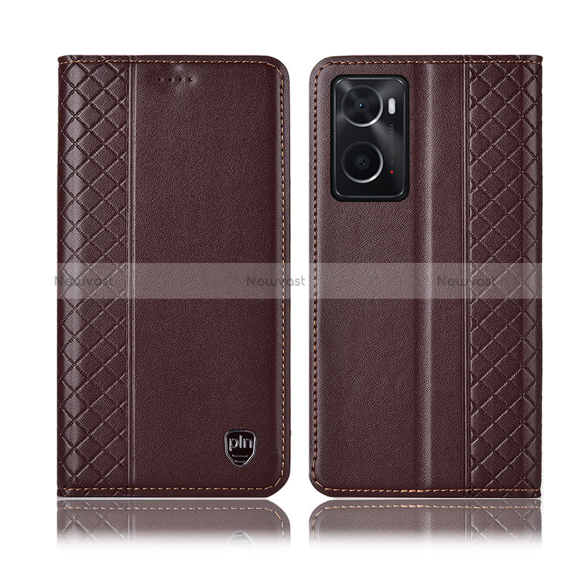 Leather Case Stands Flip Cover Holder H11P for Oppo A36 Brown