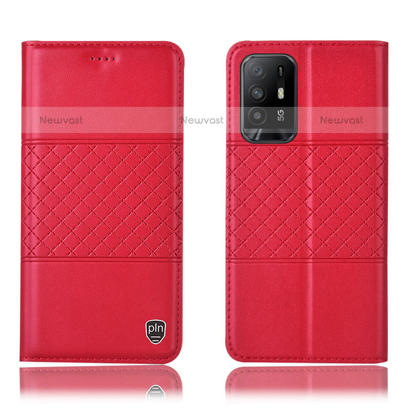 Leather Case Stands Flip Cover Holder H11P for Oppo A94 5G Red