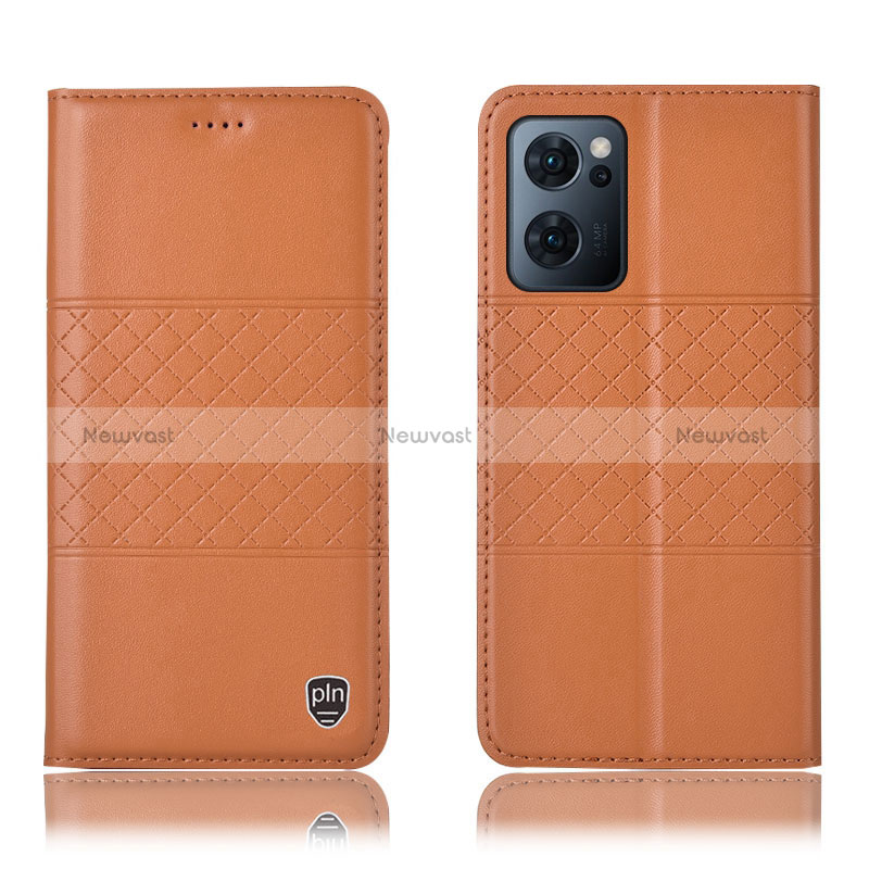 Leather Case Stands Flip Cover Holder H11P for Oppo Find X5 Lite 5G Orange