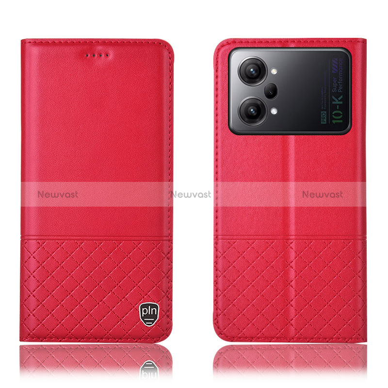 Leather Case Stands Flip Cover Holder H11P for Oppo K10 Pro 5G Red
