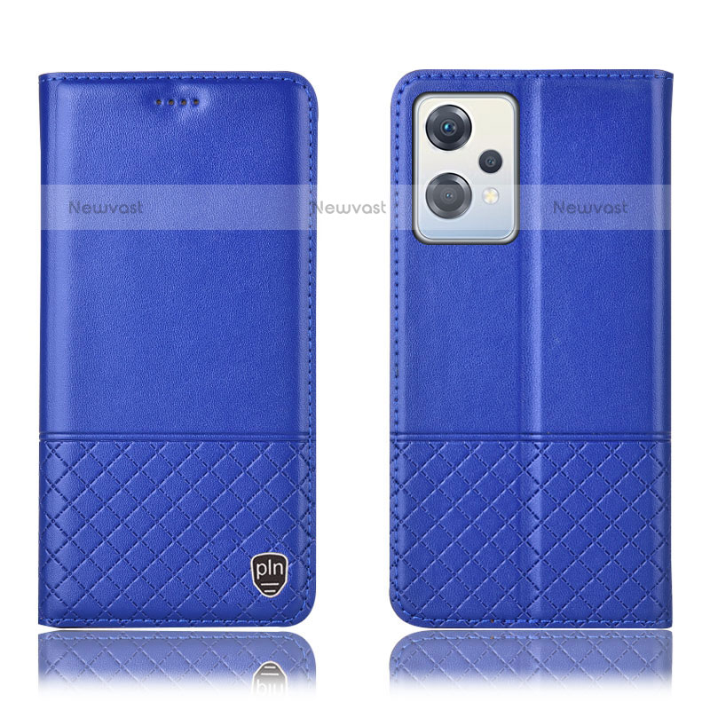 Leather Case Stands Flip Cover Holder H11P for Oppo K10X 5G Blue