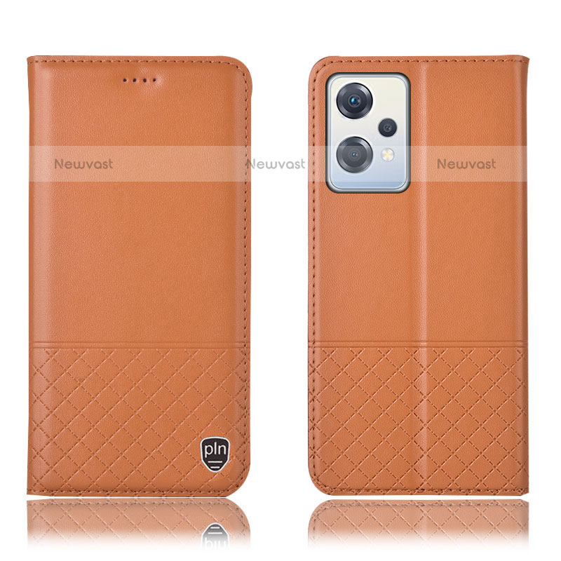 Leather Case Stands Flip Cover Holder H11P for Oppo K10X 5G Orange