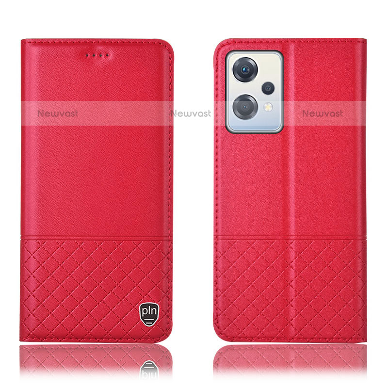 Leather Case Stands Flip Cover Holder H11P for Oppo K10X 5G Red