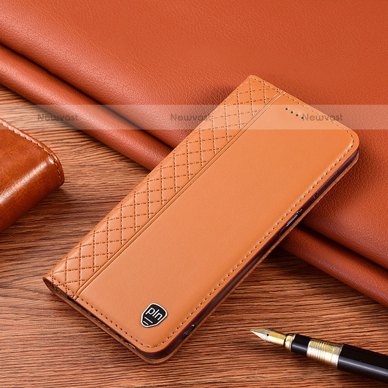 Leather Case Stands Flip Cover Holder H11P for Samsung Galaxy A31 Orange