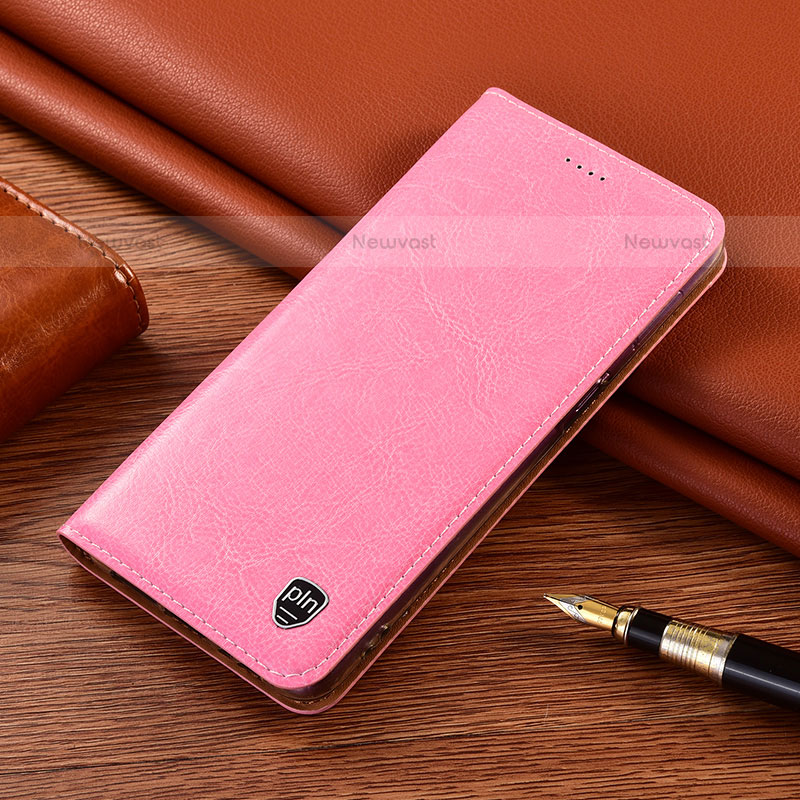 Leather Case Stands Flip Cover Holder H11P for Samsung Galaxy S21 FE 5G Rose Gold