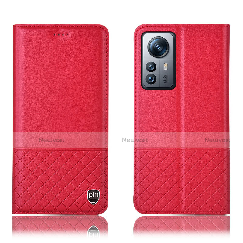 Leather Case Stands Flip Cover Holder H11P for Xiaomi Mi 12 5G Red