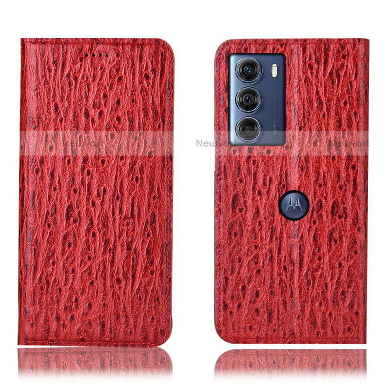 Leather Case Stands Flip Cover Holder H15P for Motorola Moto Edge S30 5G Red