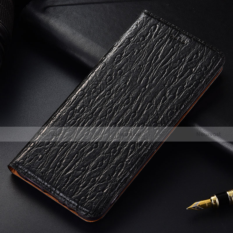 Leather Case Stands Flip Cover Holder H15P for Motorola Moto G20 Black