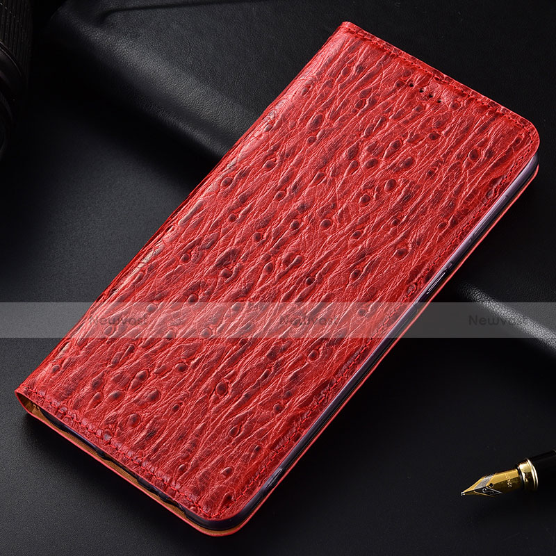 Leather Case Stands Flip Cover Holder H15P for Motorola Moto G30 Red