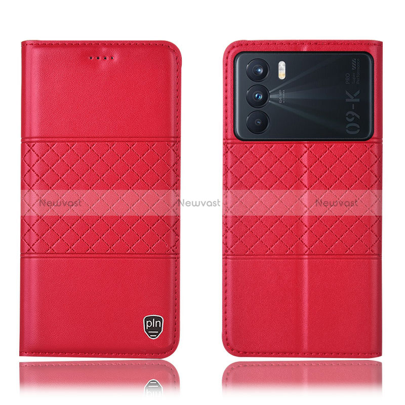 Leather Case Stands Flip Cover Holder H15P for Oppo K9 Pro 5G Red