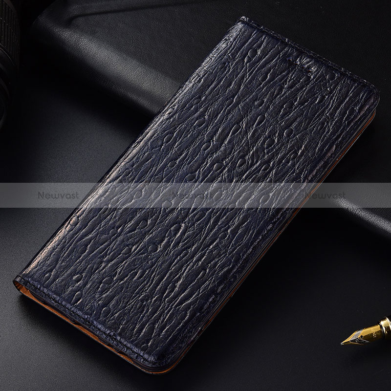 Leather Case Stands Flip Cover Holder H15P for Samsung Galaxy A03 Blue