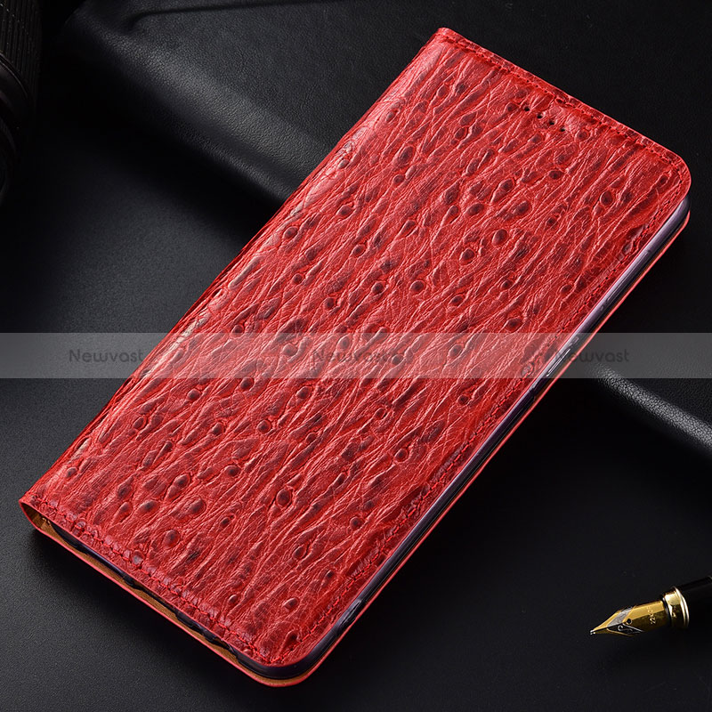 Leather Case Stands Flip Cover Holder H15P for Samsung Galaxy A03 Red