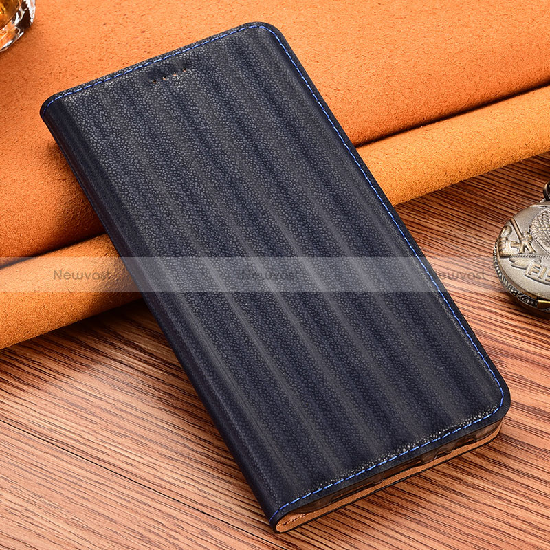 Leather Case Stands Flip Cover Holder H15P for Samsung Galaxy A04s Blue