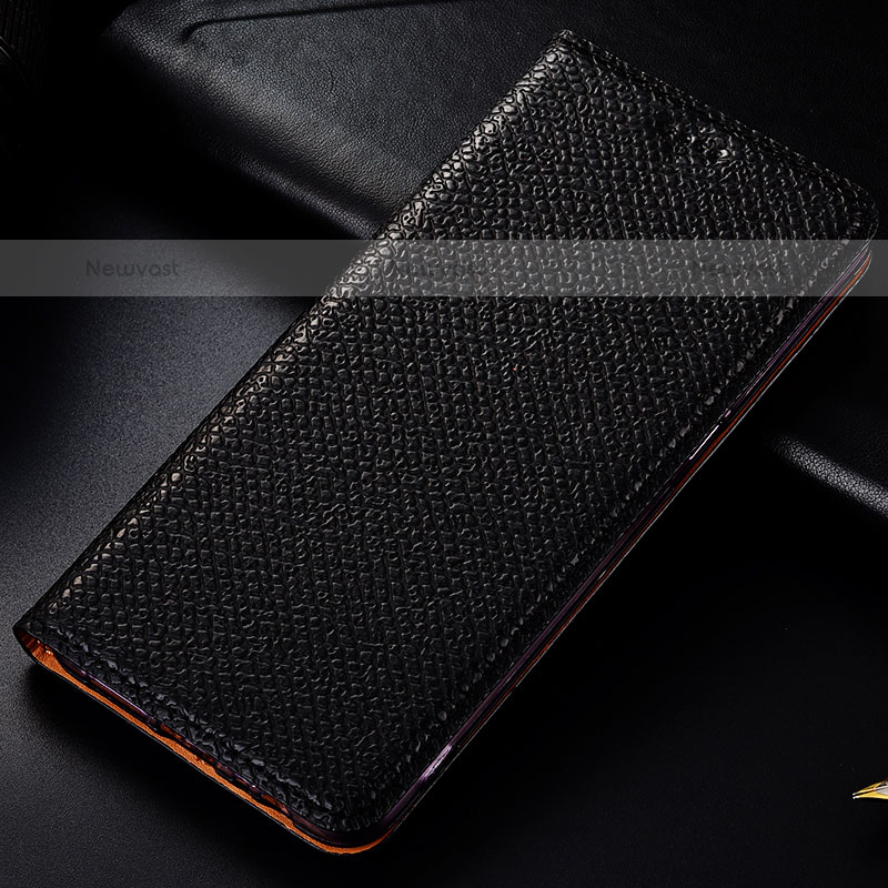 Leather Case Stands Flip Cover Holder H15P for Samsung Galaxy A11 Black