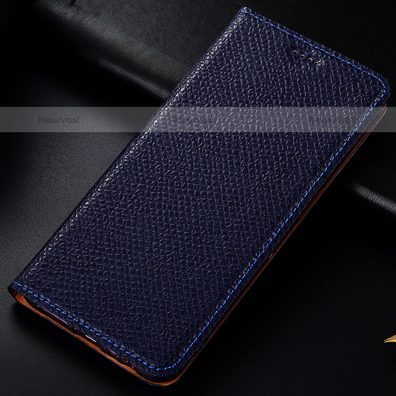 Leather Case Stands Flip Cover Holder H15P for Samsung Galaxy A71 4G A715 Blue