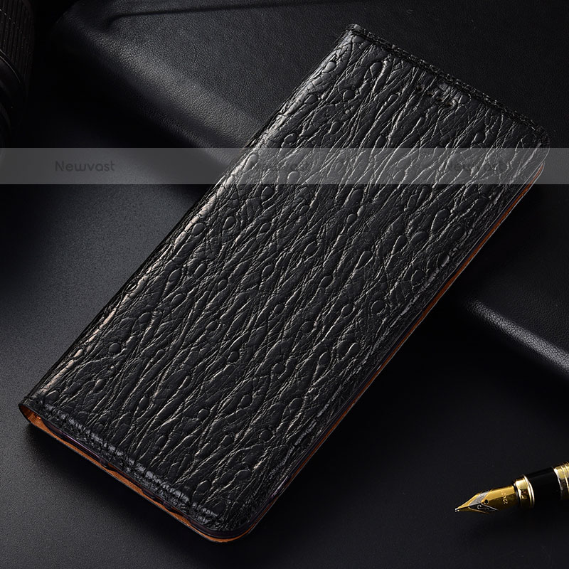 Leather Case Stands Flip Cover Holder H15P for Samsung Galaxy M20 Black