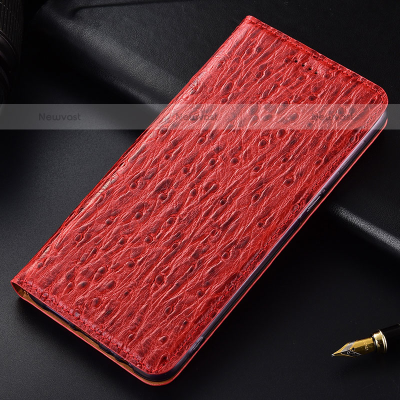 Leather Case Stands Flip Cover Holder H15P for Samsung Galaxy M62 4G Red