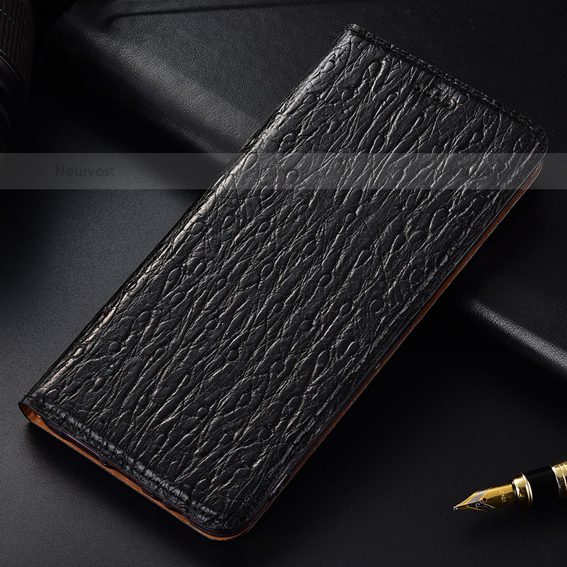 Leather Case Stands Flip Cover Holder H15P for Samsung Galaxy S21 FE 5G Black