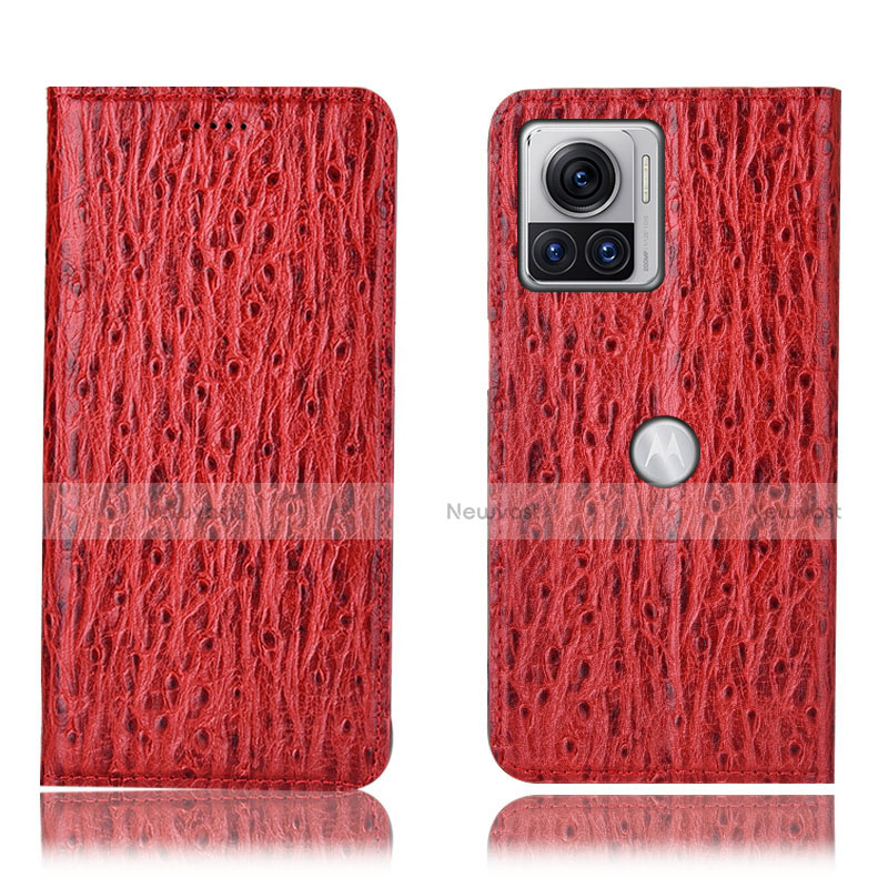 Leather Case Stands Flip Cover Holder H16P for Motorola Moto Edge 30 Ultra 5G Red