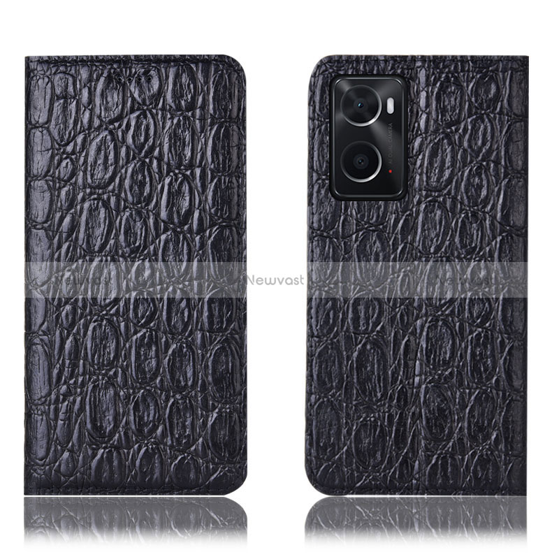 Leather Case Stands Flip Cover Holder H16P for Oppo A36 Black