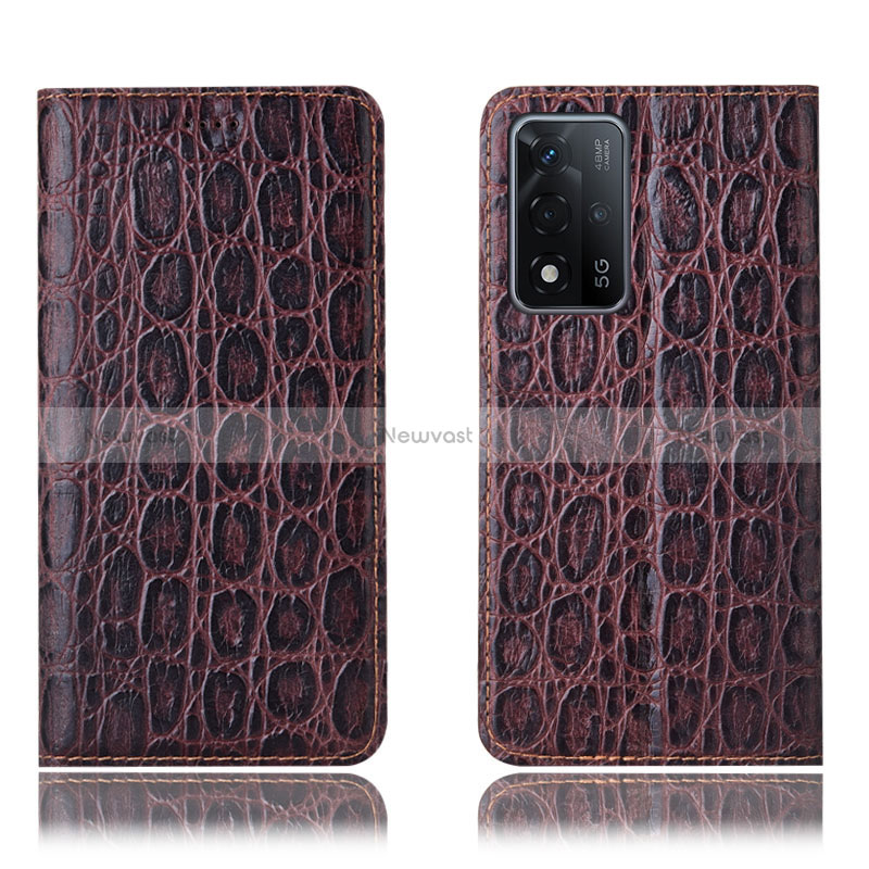 Leather Case Stands Flip Cover Holder H16P for Oppo A93s 5G