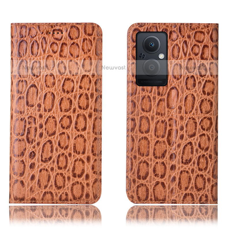 Leather Case Stands Flip Cover Holder H16P for Oppo F21 Pro 5G