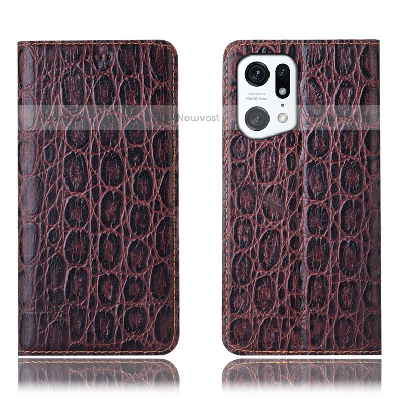 Leather Case Stands Flip Cover Holder H16P for Oppo Find X5 Pro 5G