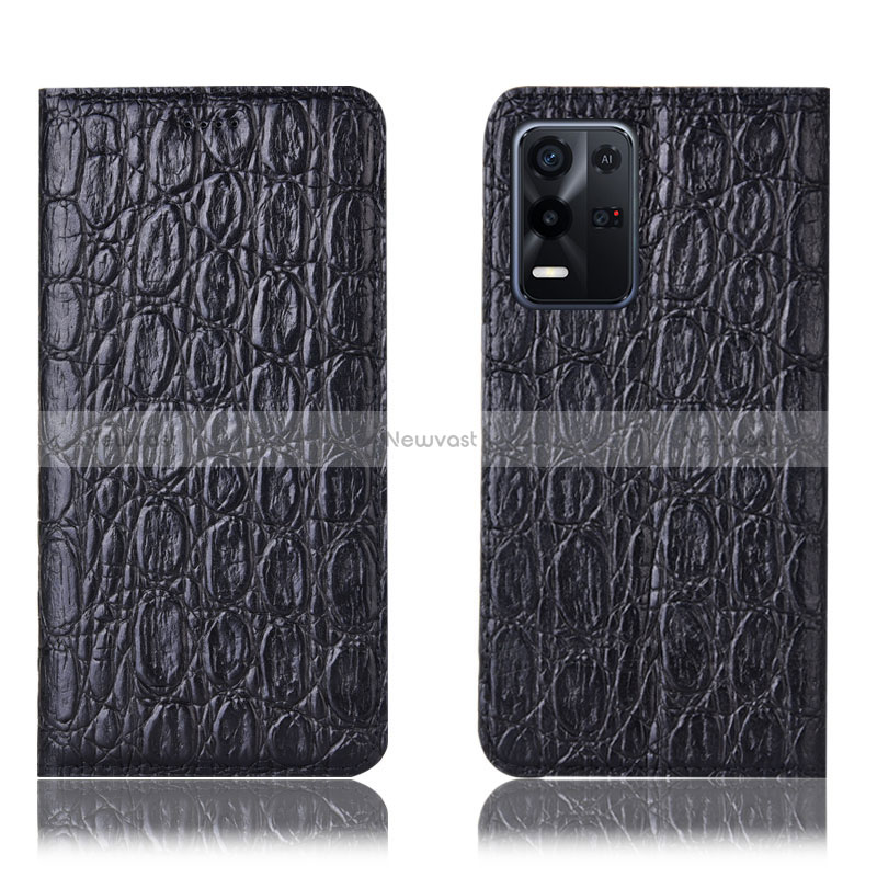 Leather Case Stands Flip Cover Holder H16P for Oppo K9X 5G