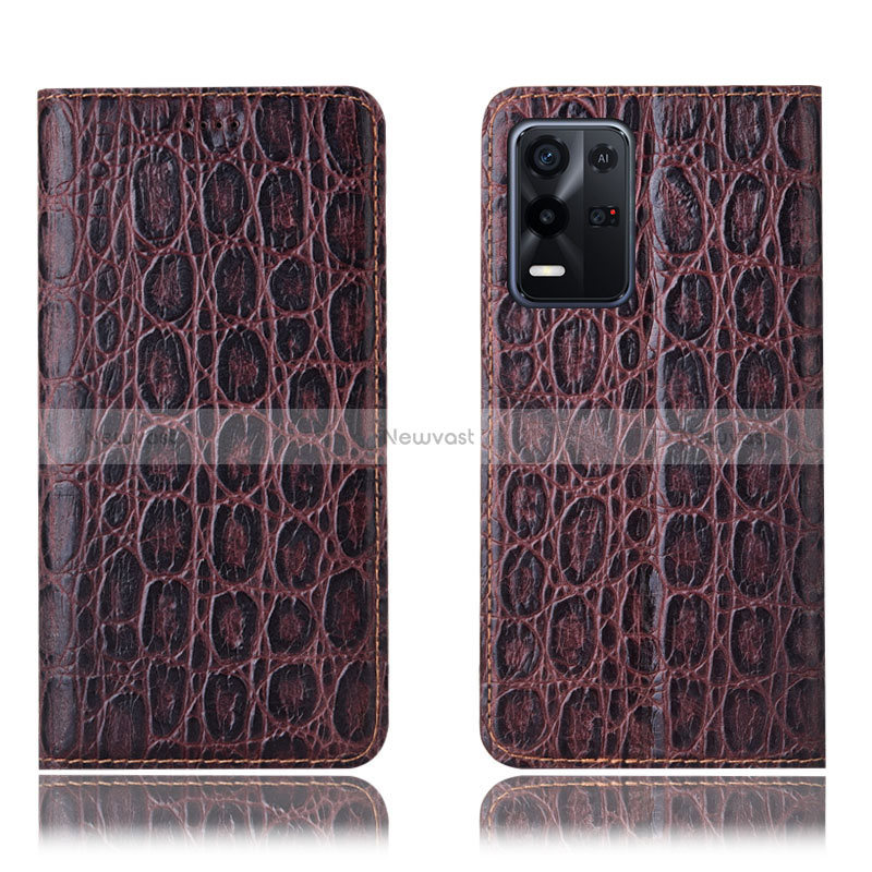 Leather Case Stands Flip Cover Holder H16P for Oppo K9X 5G