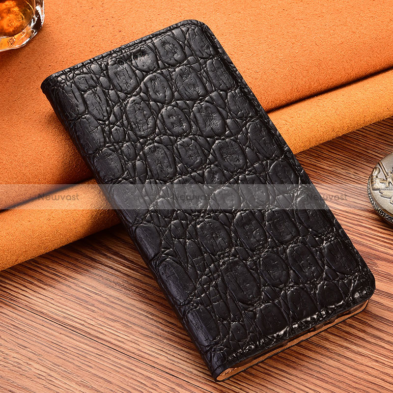 Leather Case Stands Flip Cover Holder H16P for Oppo Reno11 5G Black