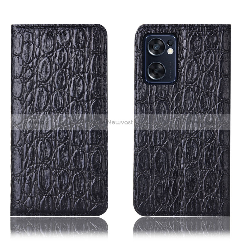 Leather Case Stands Flip Cover Holder H16P for Oppo Reno7 SE 5G