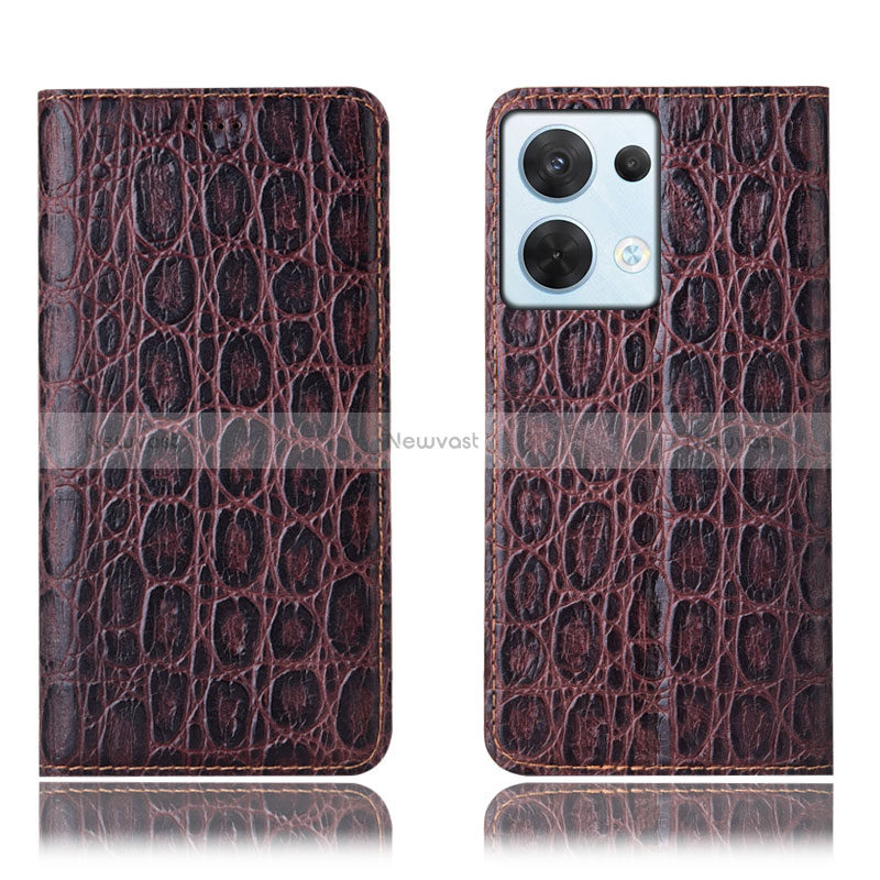 Leather Case Stands Flip Cover Holder H16P for Oppo Reno9 5G