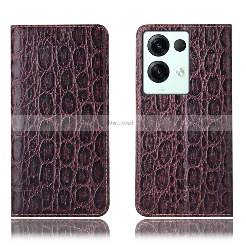 Leather Case Stands Flip Cover Holder H16P for Oppo Reno9 Pro+ Plus 5G