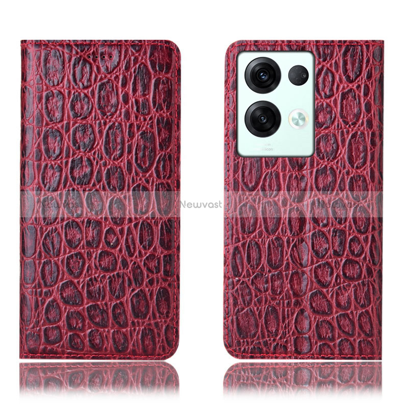 Leather Case Stands Flip Cover Holder H16P for Oppo Reno9 Pro+ Plus 5G