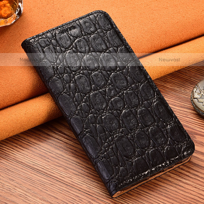 Leather Case Stands Flip Cover Holder H16P for Samsung Galaxy M32 5G Black