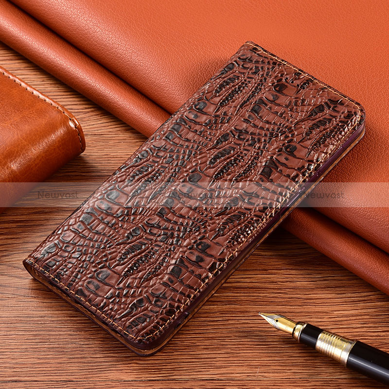 Leather Case Stands Flip Cover Holder H17P for Apple iPhone 6S Brown