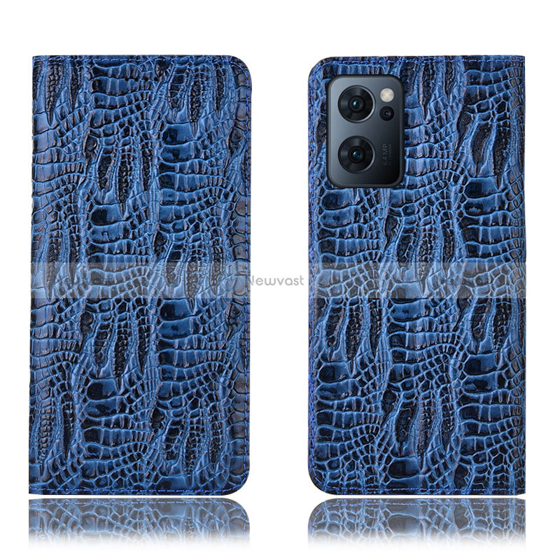 Leather Case Stands Flip Cover Holder H17P for OnePlus Nord CE 2 5G Blue