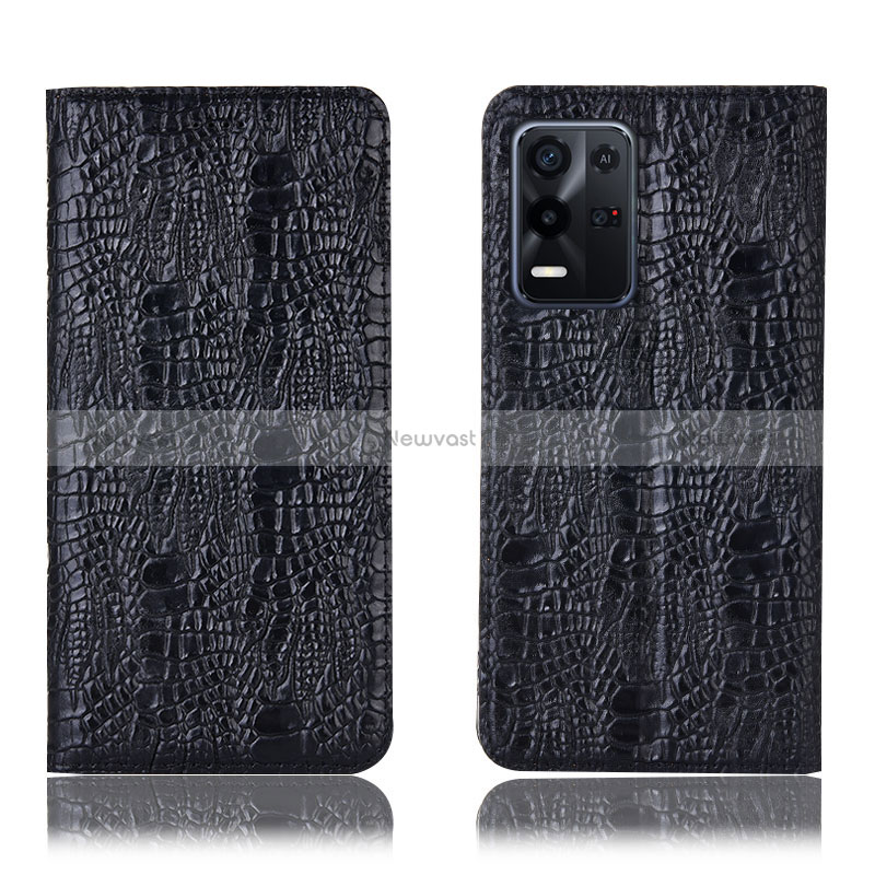 Leather Case Stands Flip Cover Holder H17P for Oppo K9X 5G